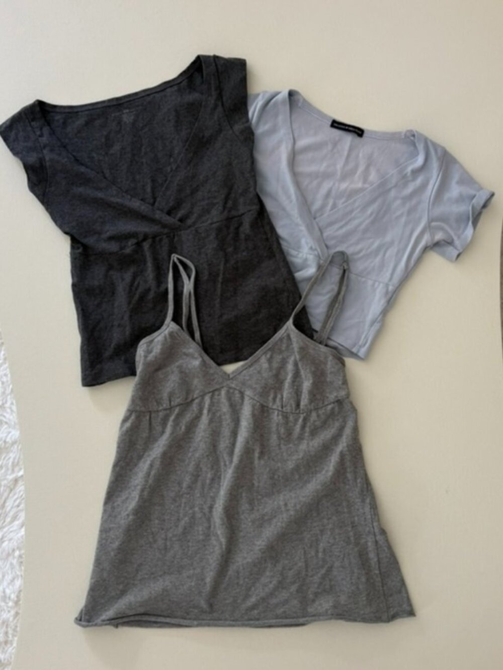 Brandy Melville 3 Piece Tops Bundle Gray Blue One Size ~ XS